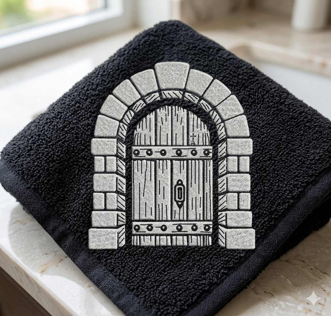 Medieval Stone Door Embroidery Design, Castle Archway Embroidery, Fairytale Gate Pattern