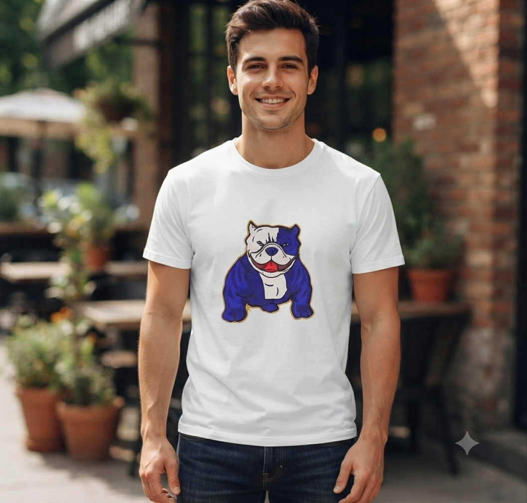 Blue Bulldog Embroidery Design, Bull Dog Mascot Digital File