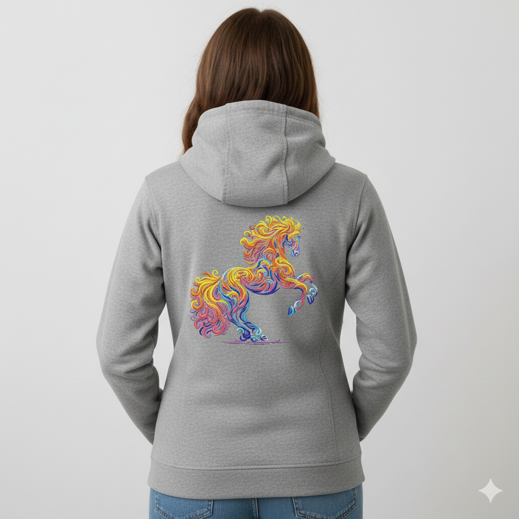 Abstract Colorful Horse Rearing Machine Embroidery Design