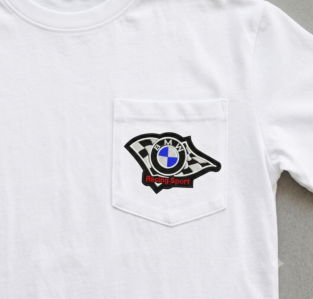 BMW Racing Sport Embroidery, Checkered Flag Digital File