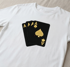 Four Aces Embroidery Design, Gold Spade Playing Cards Digital File