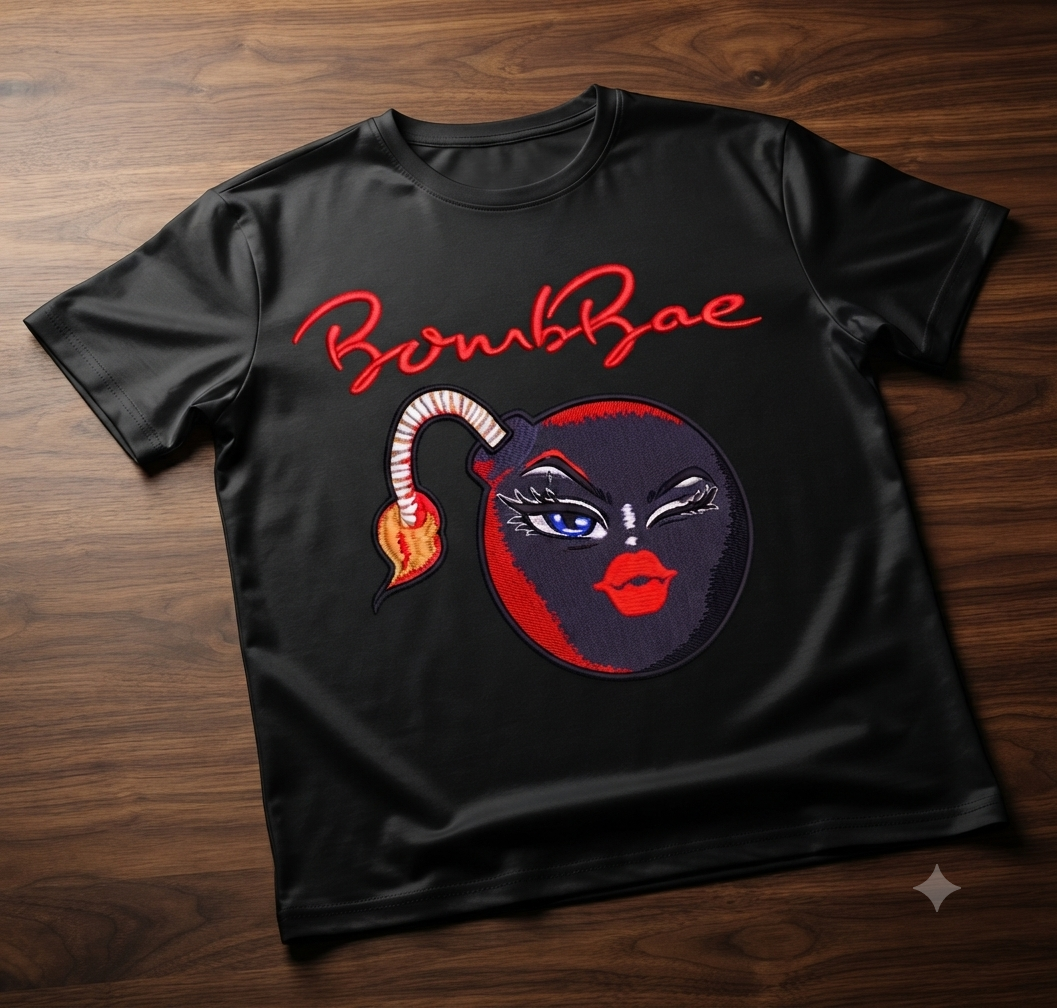 BombBae Embroidery Design, Cartoon Bomb Machine File