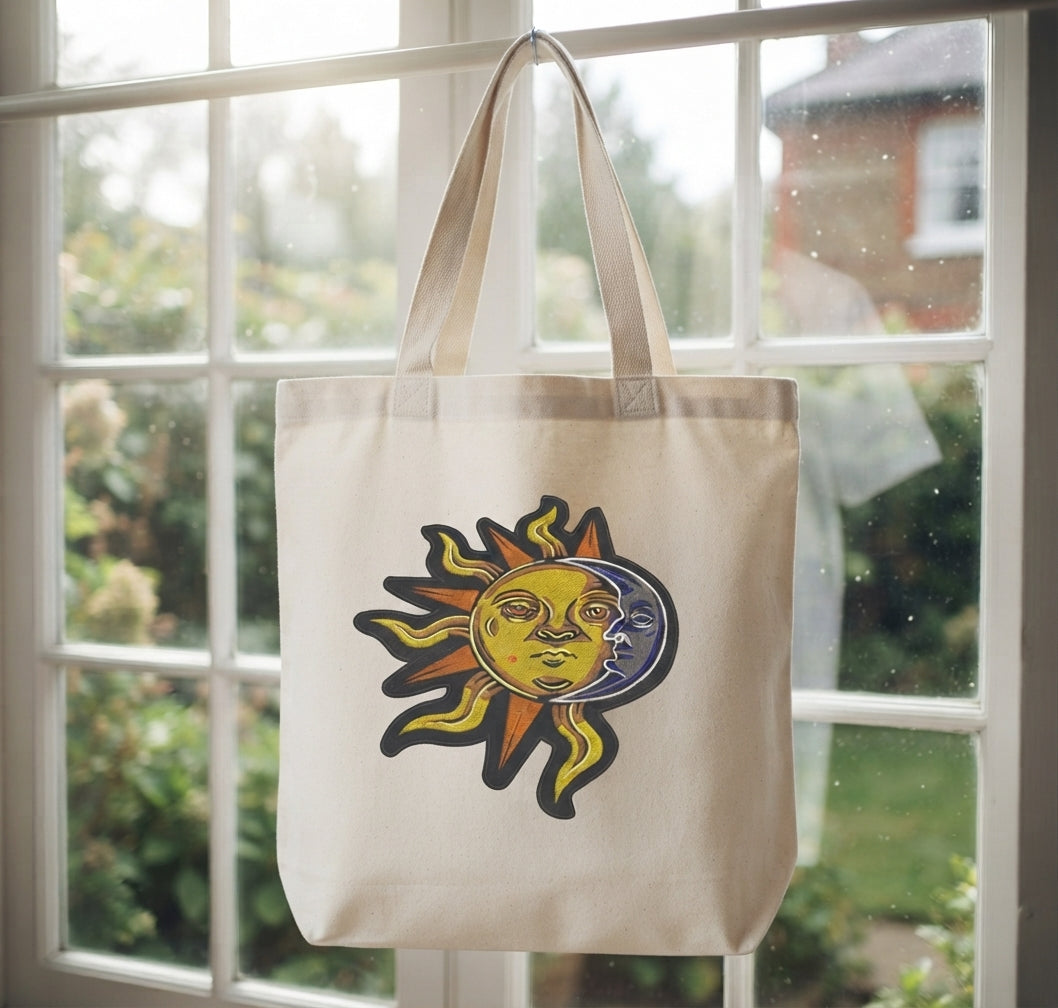 Celestial Sun and Moon Embroidery Design, Mystic Sun Face Machine Embroidery File, Boho Celestial Astral Embroidery Pattern