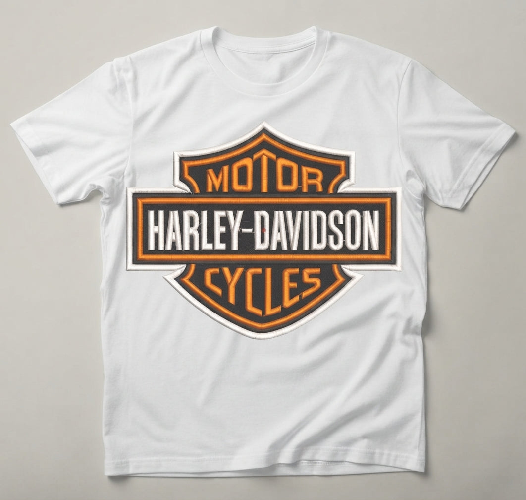 Harley Davidson Bar and Shield Logo Machine Embroidery Design, Classic American Motorcycle Embroidery File, 8 Sizes, 8 Formats
