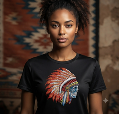 Indian Warrior Skull Embroidery, Native Headdress Machine File