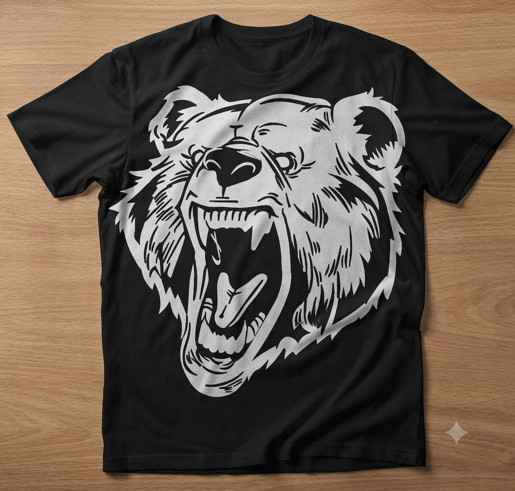 Angry Grizzly Bear Embroidery Design - Roaring Wild Animal Digital File