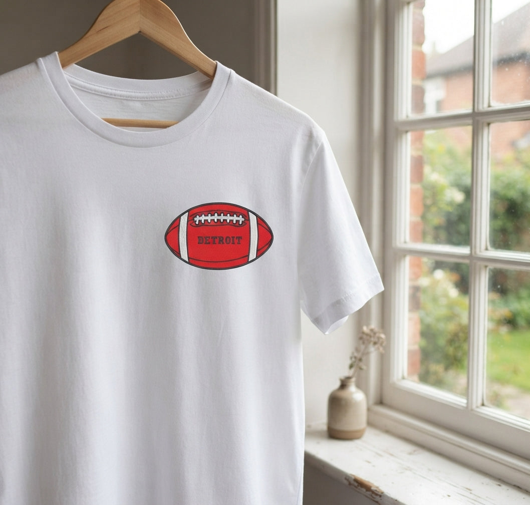 Detroit Football Embroidery Design, Machine Embroidery File, 4 Sizes & 8 Formats