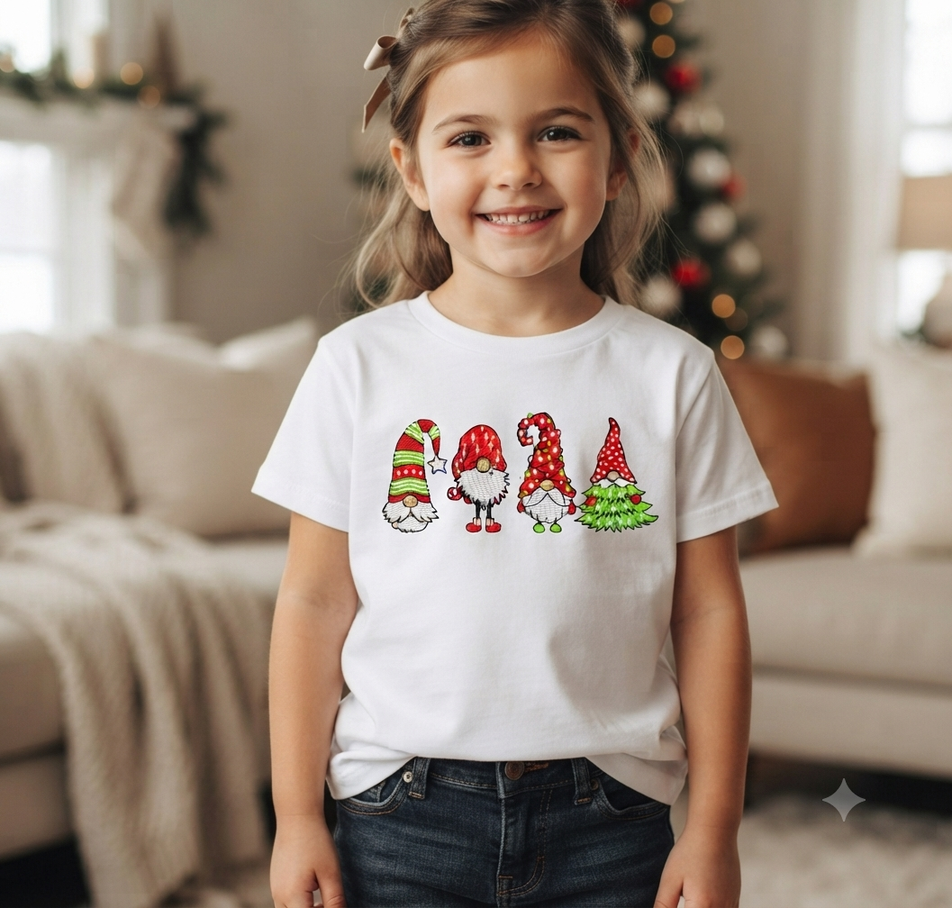 Christmas Gnomes Embroidery Design, Holiday Garden Gnome Digital File