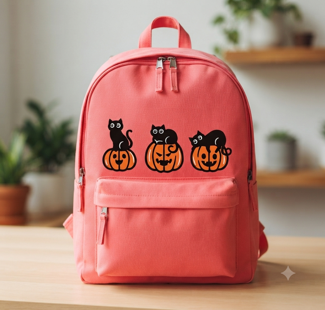 Halloween Black Cat Embroidery, Jack O Lantern Pumpkin Design