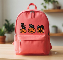 Halloween Black Cat Embroidery, Jack O Lantern Pumpkin Design