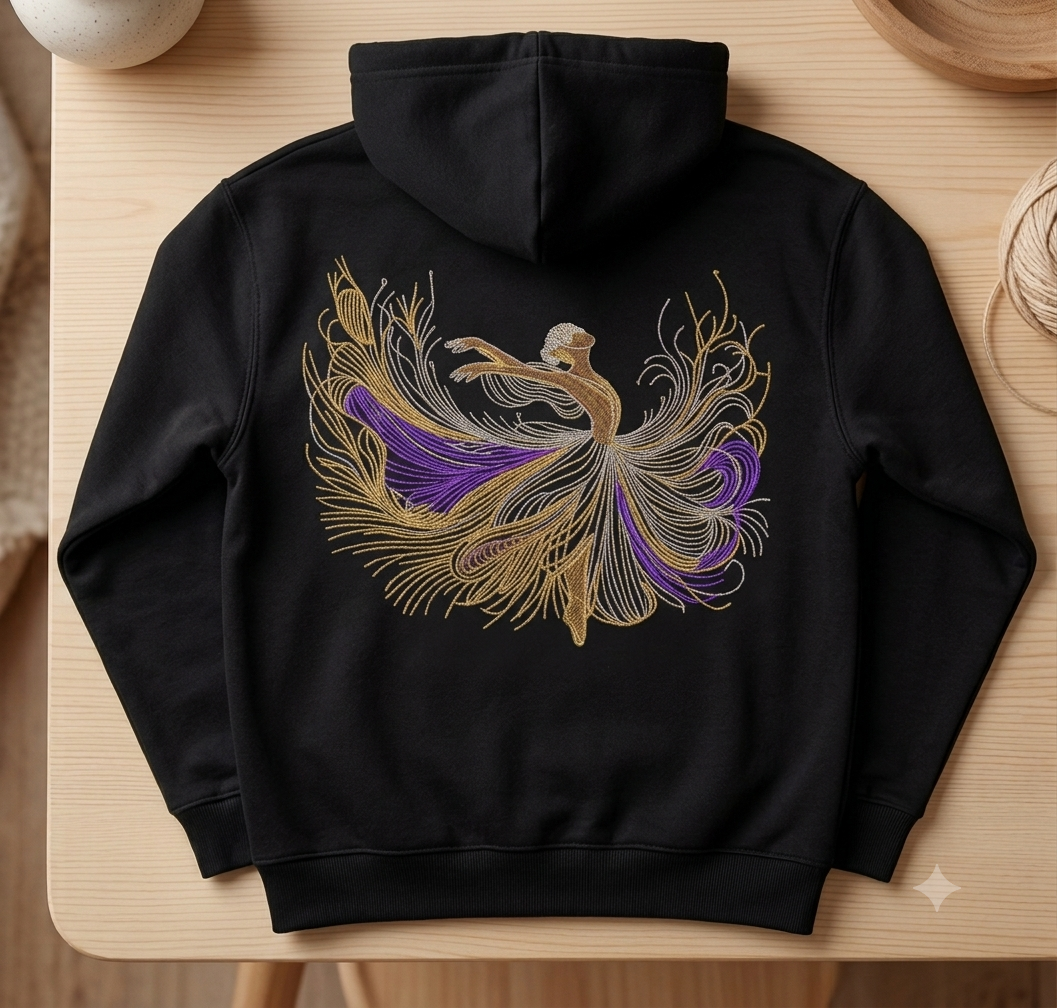 Abstract Ballerina Embroidery Design, Elegant Dancer Digital File