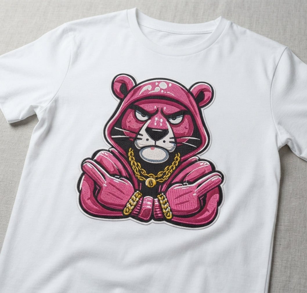 Pink Panther Thug Life Machine Embroidery Design - 8 Sizes & Multiple Formats