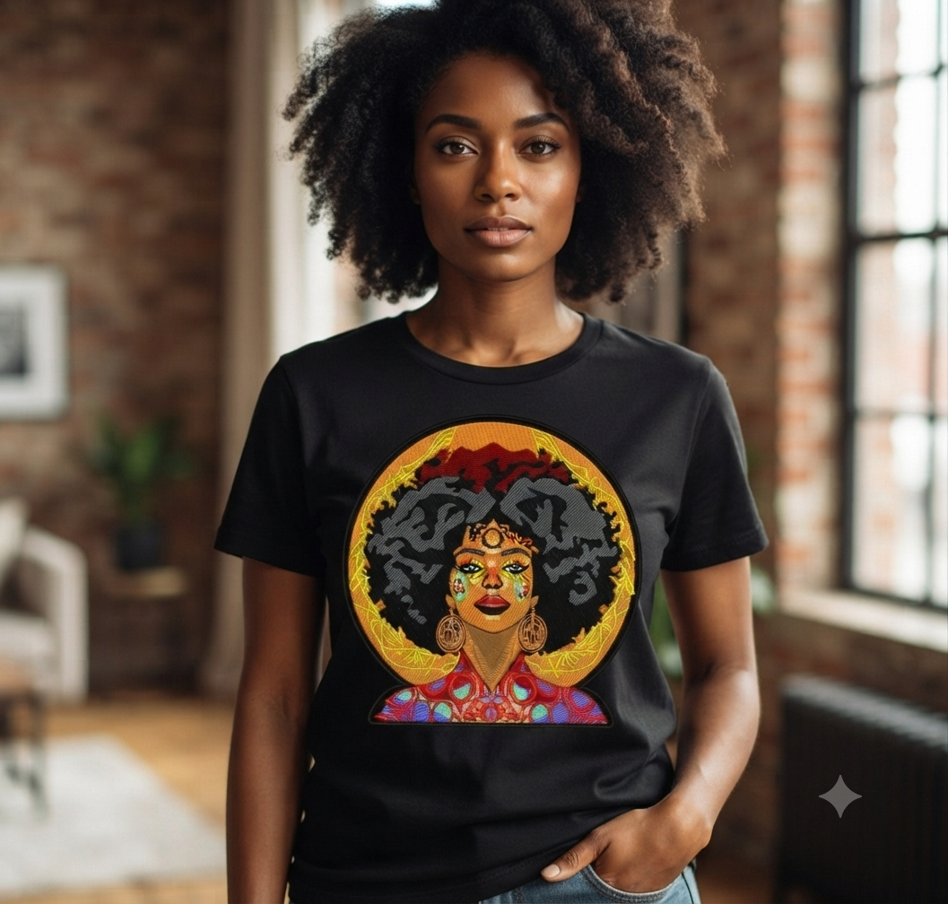 Afro Woman Embroidery Design, African Queen Machine File