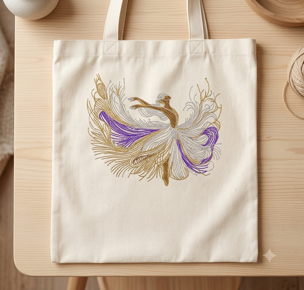 Abstract Ballerina Embroidery Design, Elegant Dancer Digital File