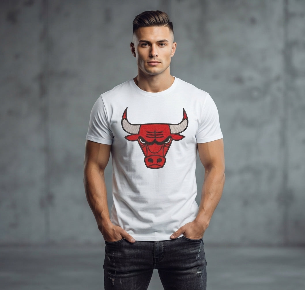 Angry Bull Head Machine Embroidery Design, Red Bull Mascot Logo, Sports Team Emblem Embroidery File, 8 Sizes