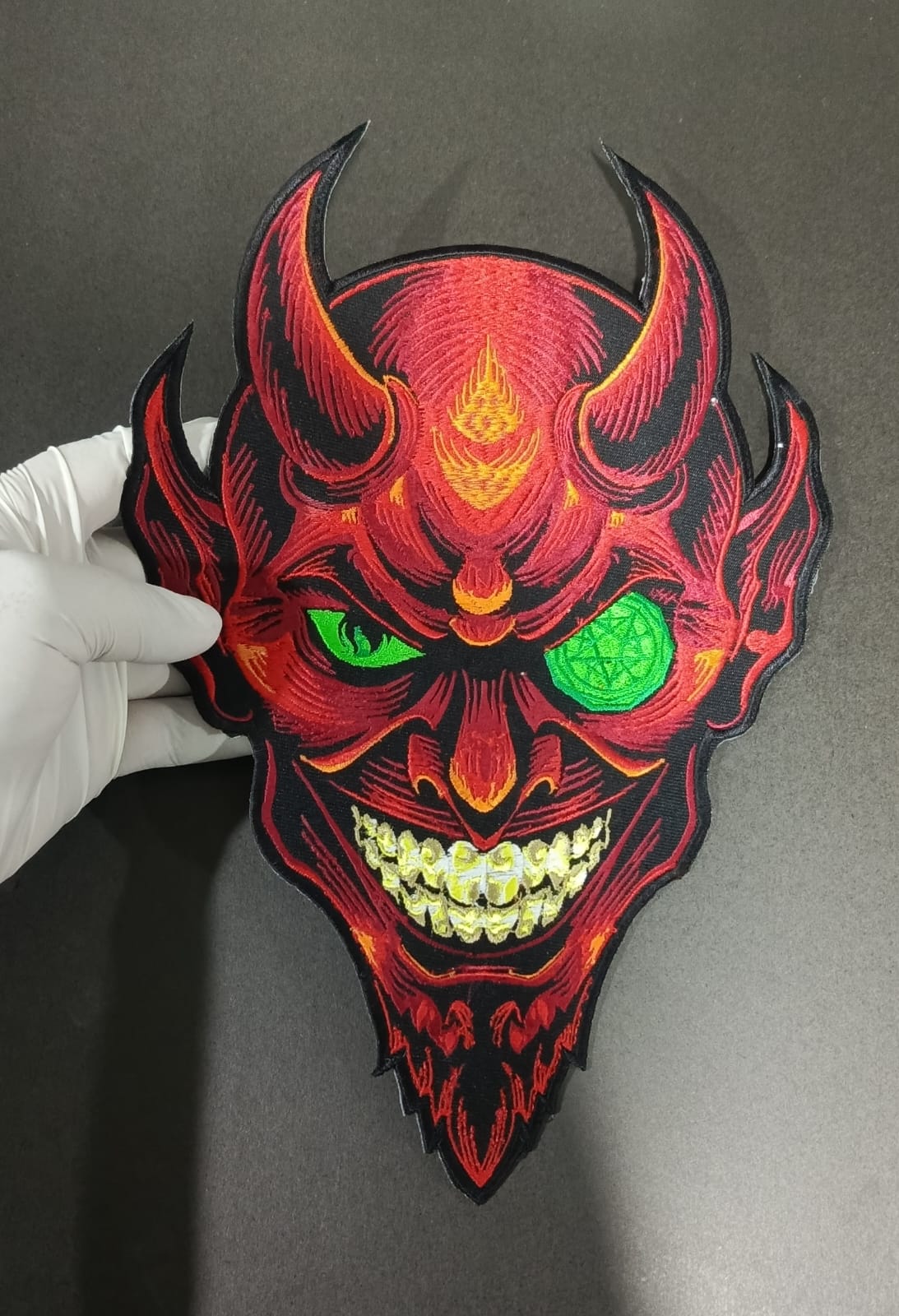 Large Devil Illuminati Face Iron-On Back Patch | Occult & Mystic Applique