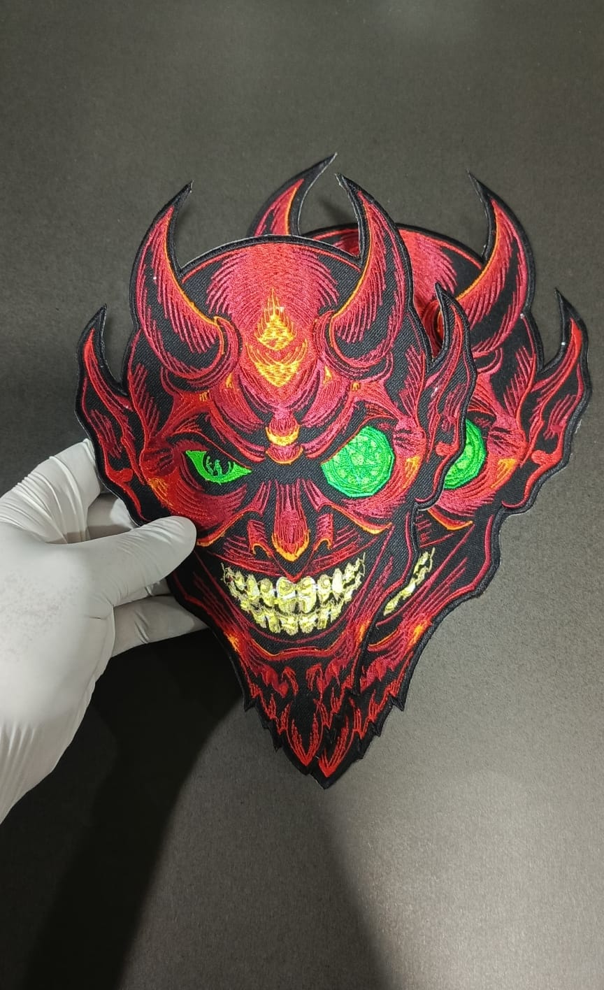 Large Devil Illuminati Face Iron-On Back Patch | Occult & Mystic Applique