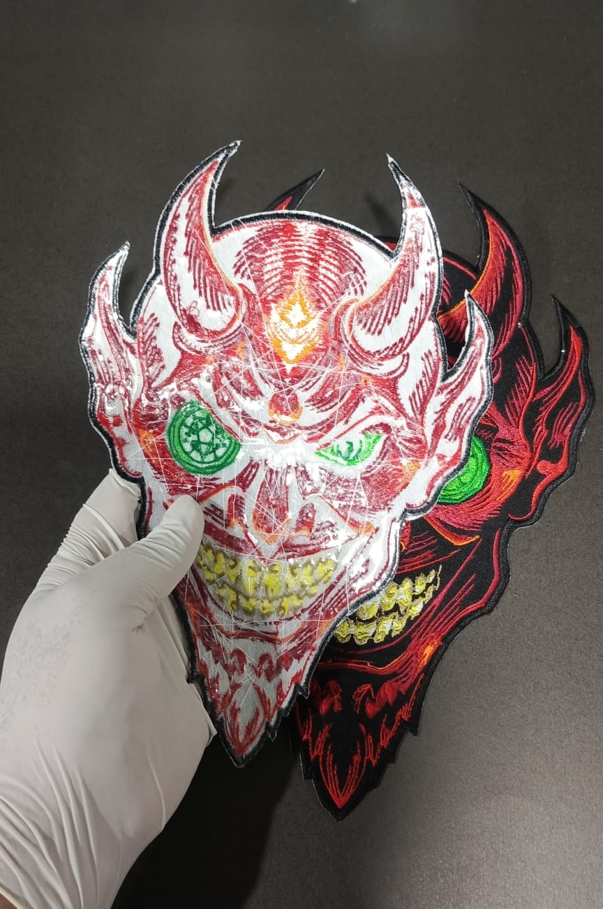 Large Devil Illuminati Face Iron-On Back Patch | Occult & Mystic Applique