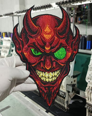 Large Devil Illuminati Face Iron-On Back Patch | Occult & Mystic Applique