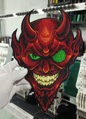 Large Devil Illuminati Face Iron-On Back Patch | Occult & Mystic Applique