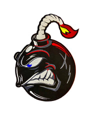 a black angry bomb embroidery patch cartoon patch


A black embroidered patch shaped like a cartoon bomb with a white cord on 
flame