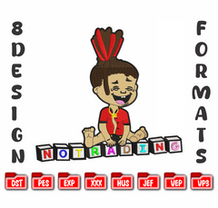 Urban Boy Cartoon Embroidery Design, 8 Sizes & 8 Formats