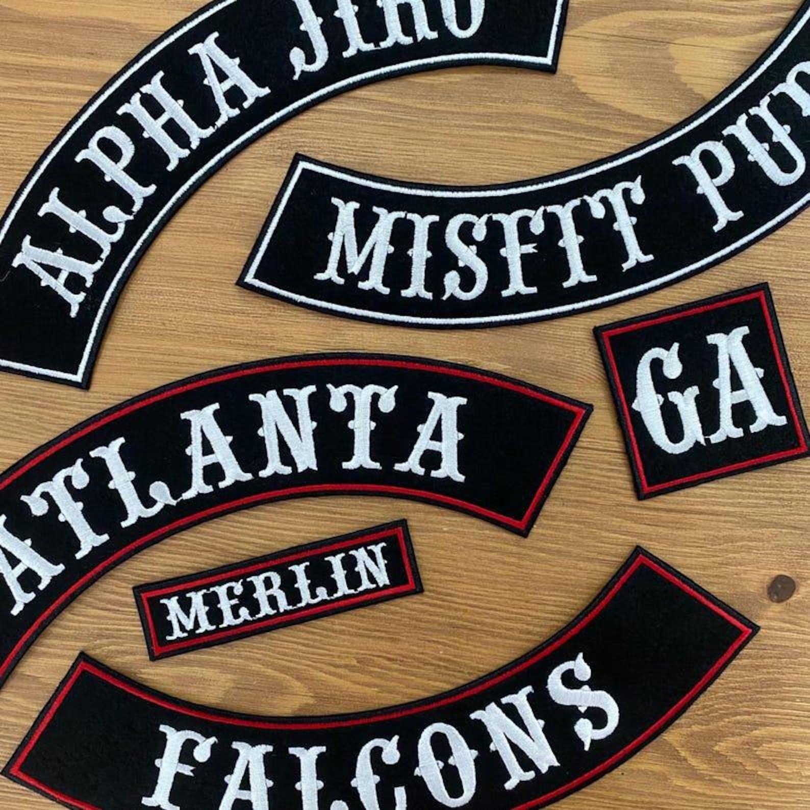 Custom Embroidered Biker Patch Set: Large Motorcycle Jacket Patches, Reflector Patches