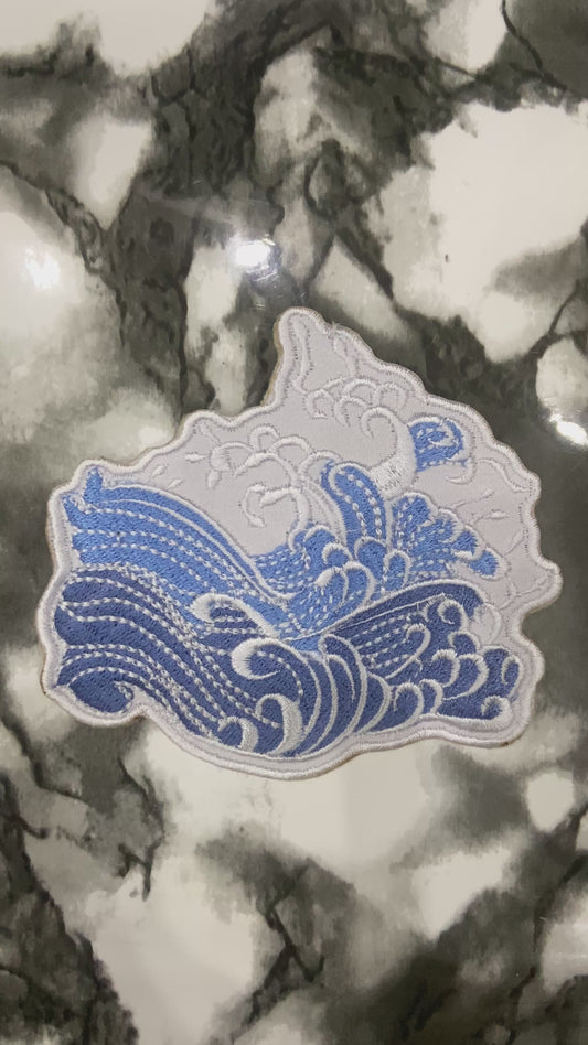 Ocean Wave Embroidered Patch – Great Wave Streetwear Iron-On Badge