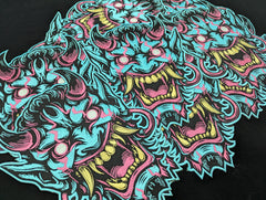 Oni Mask Embroidered Iron-On Patch | Japanese Demon Hannya Mask Tattoo Style | Yokai / Streetwear / Back Patch for Jacket | Cosplay Accesory