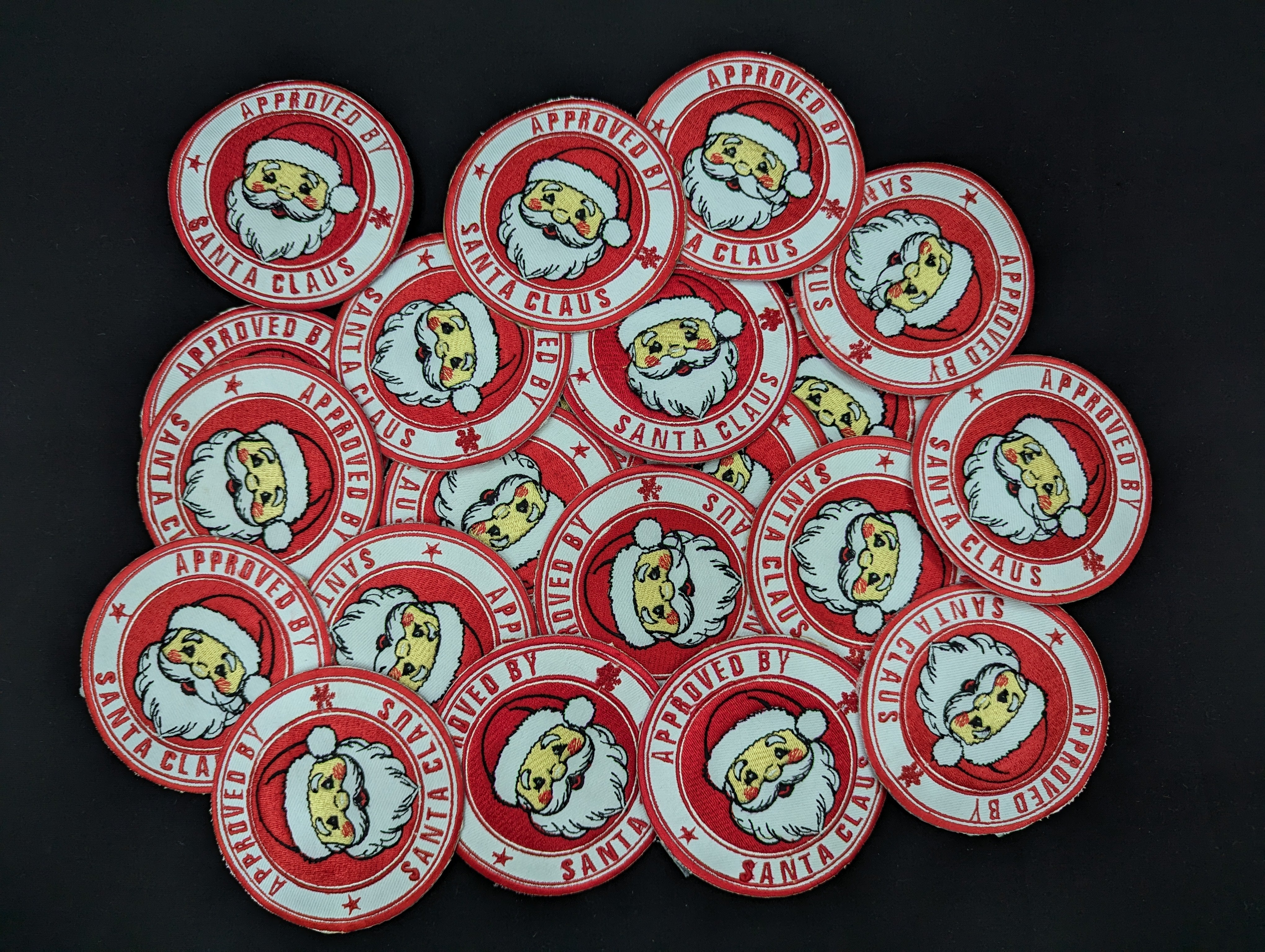 Approved by Santa Claus" Iron-On Patch | Christmas Embroidered Badge | Christmas Sweater Accessory.