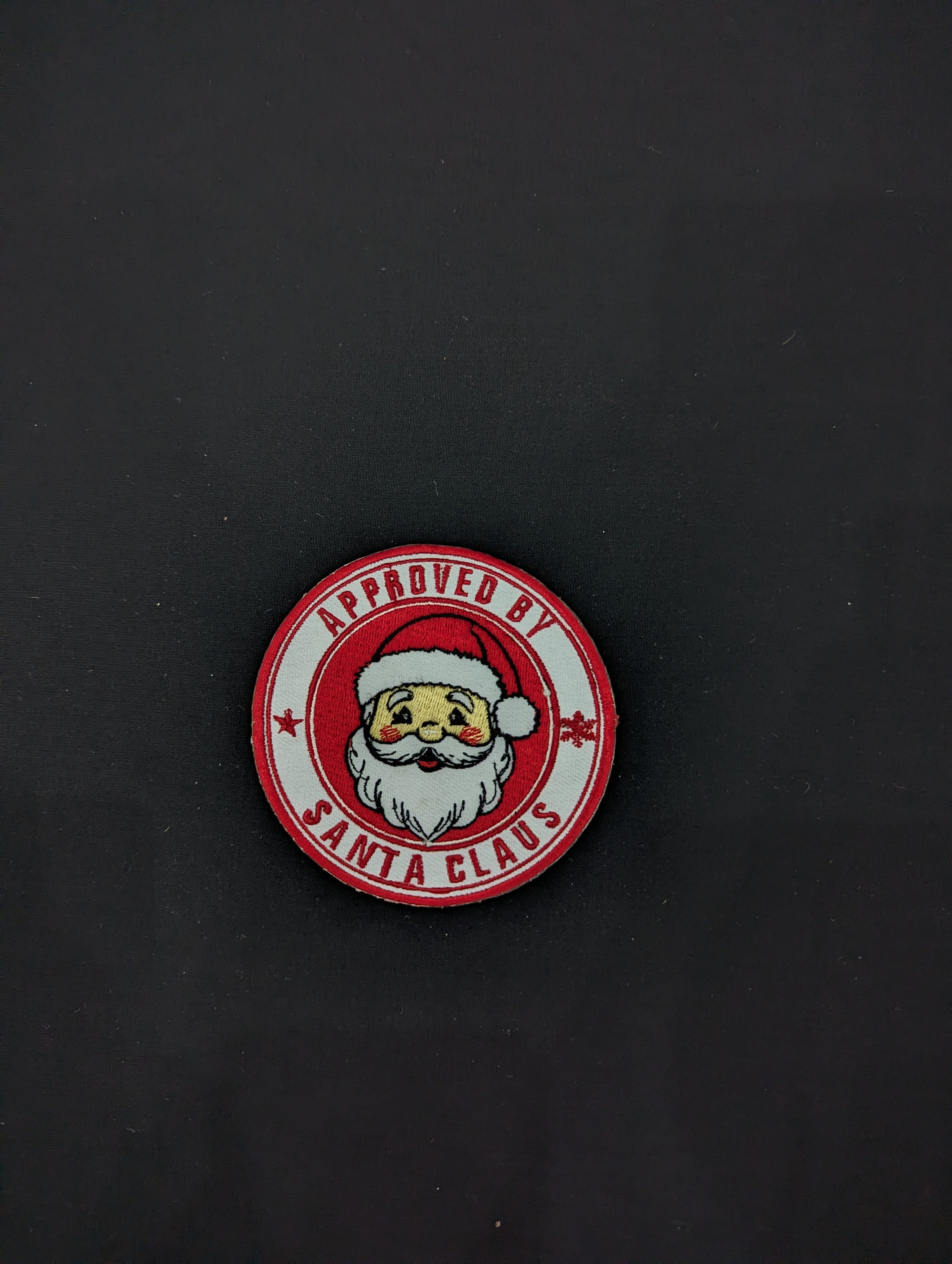 Approved by Santa Claus" Iron-On Patch | Christmas Embroidered Badge | Christmas Sweater Accessory.