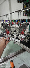 Large Skull Floral Iron-On Back Patch  | Gothic Rose Skull Applique for Jackets & Vests