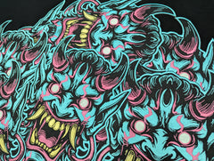 Oni Mask Embroidered Iron-On Patch | Japanese Demon Hannya Mask Tattoo Style | Yokai / Streetwear / Back Patch for Jacket | Cosplay Accesory