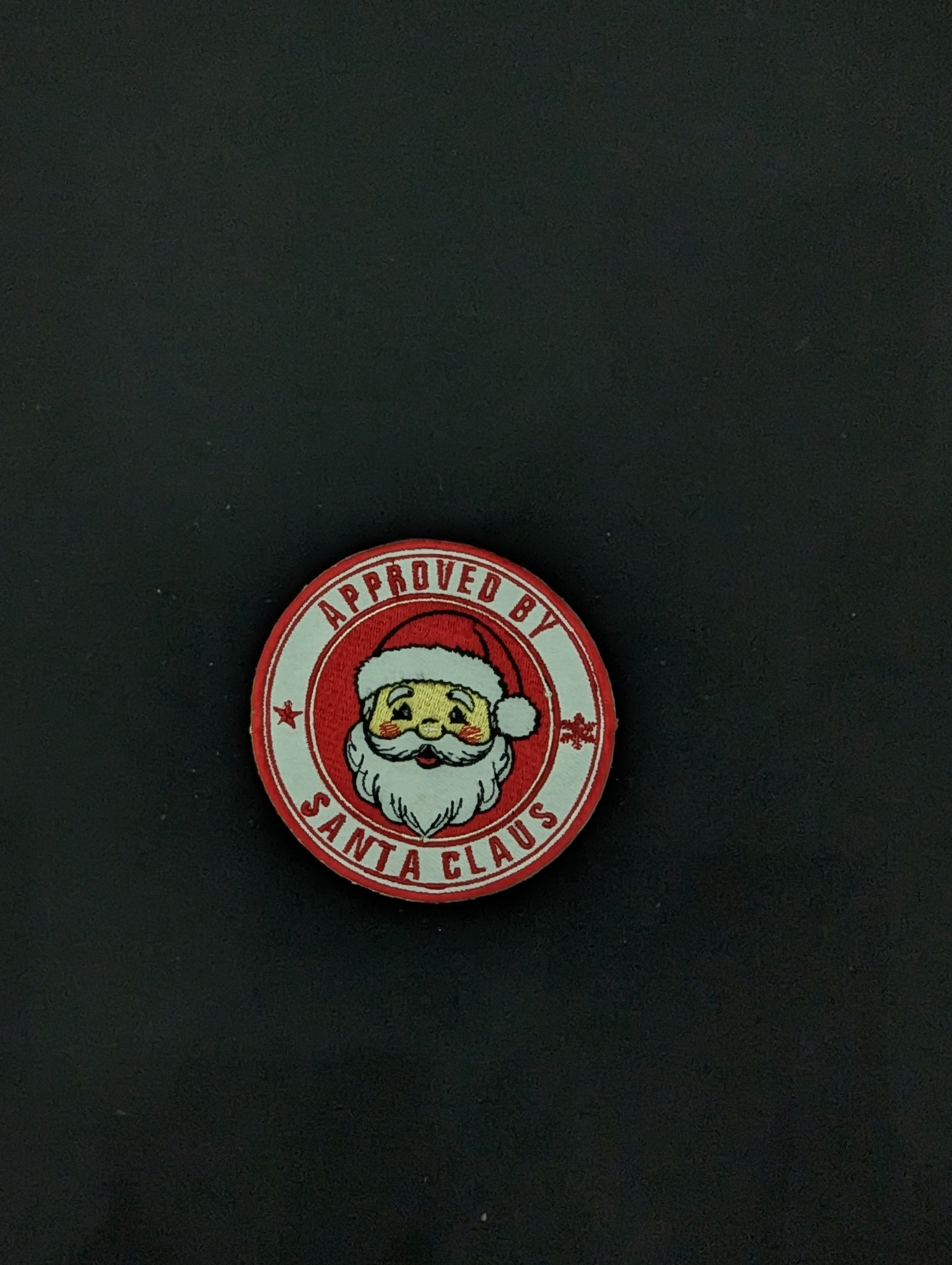 Approved by Santa Claus" Iron-On Patch | Christmas Embroidered Badge | Christmas Sweater Accessory.