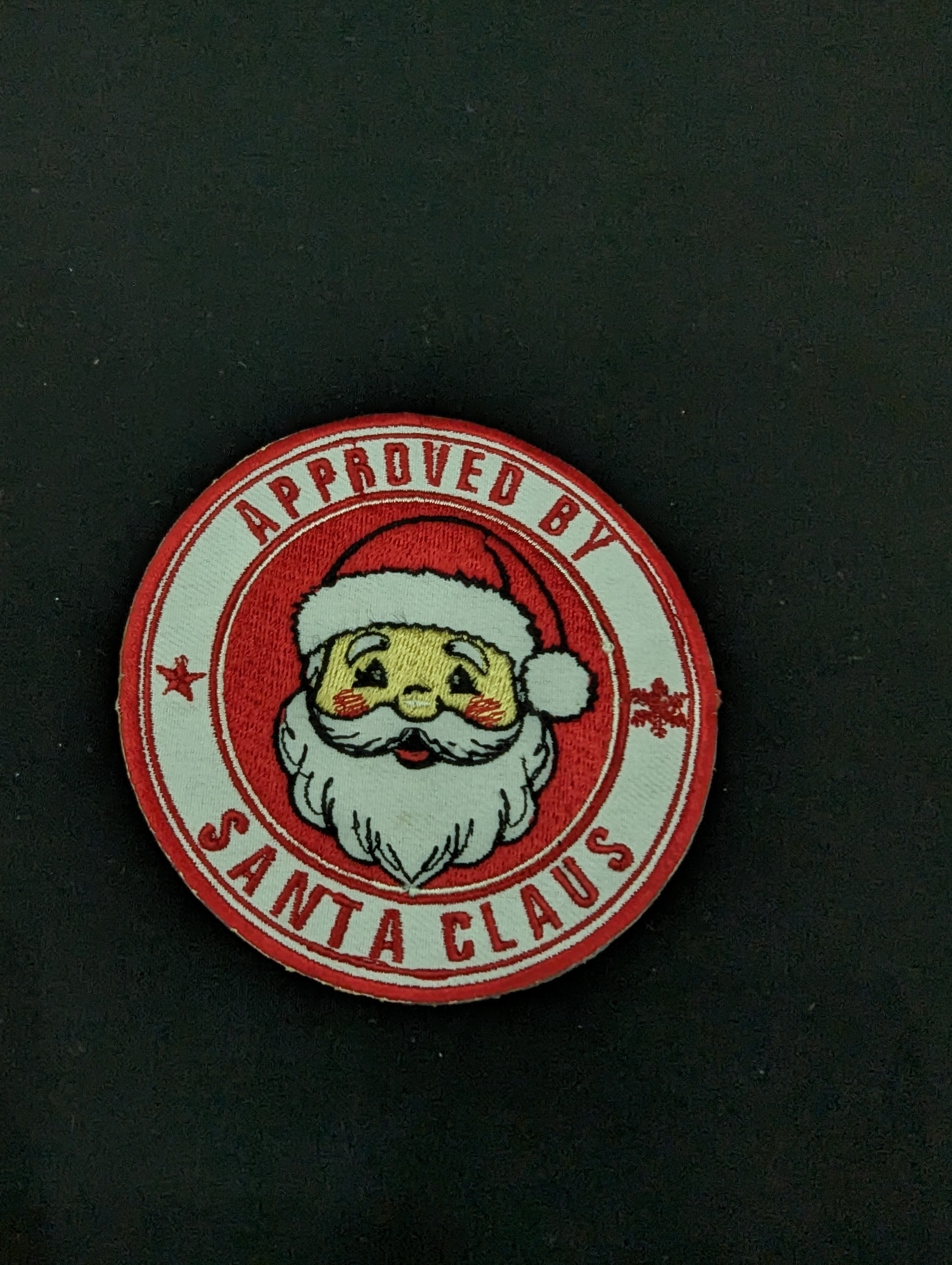 Approved by Santa Claus" Iron-On Patch | Christmas Embroidered Badge | Christmas Sweater Accessory.