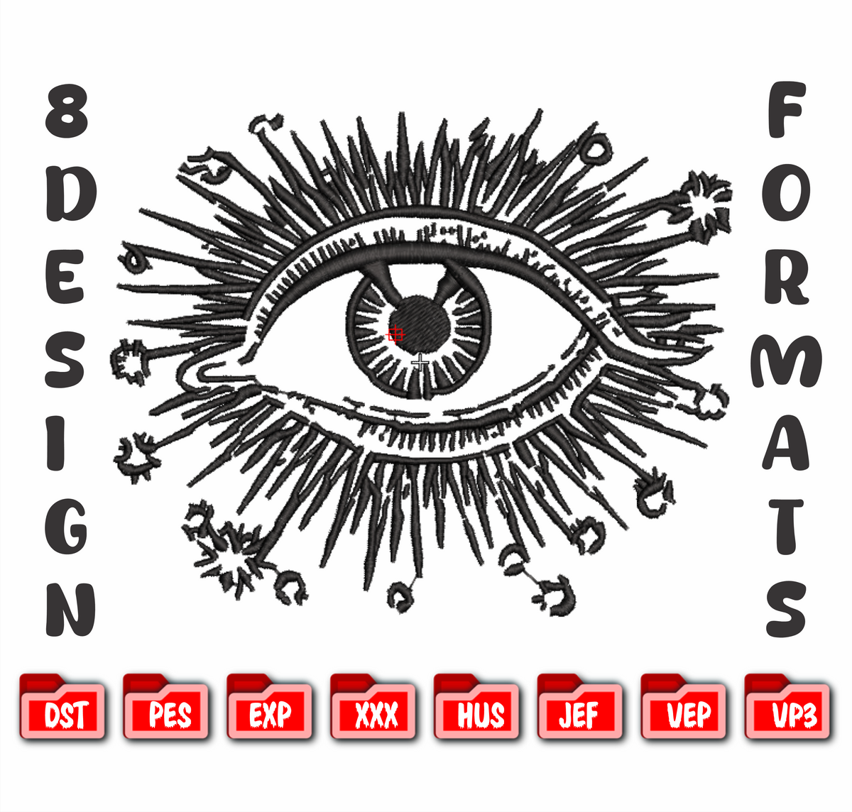 Evil Eye Embroidery Design, Mystic All Seeing Eye Machine File