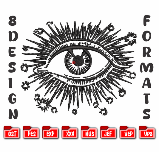 Evil Eye Embroidery Design, Mystic All Seeing Eye Machine File