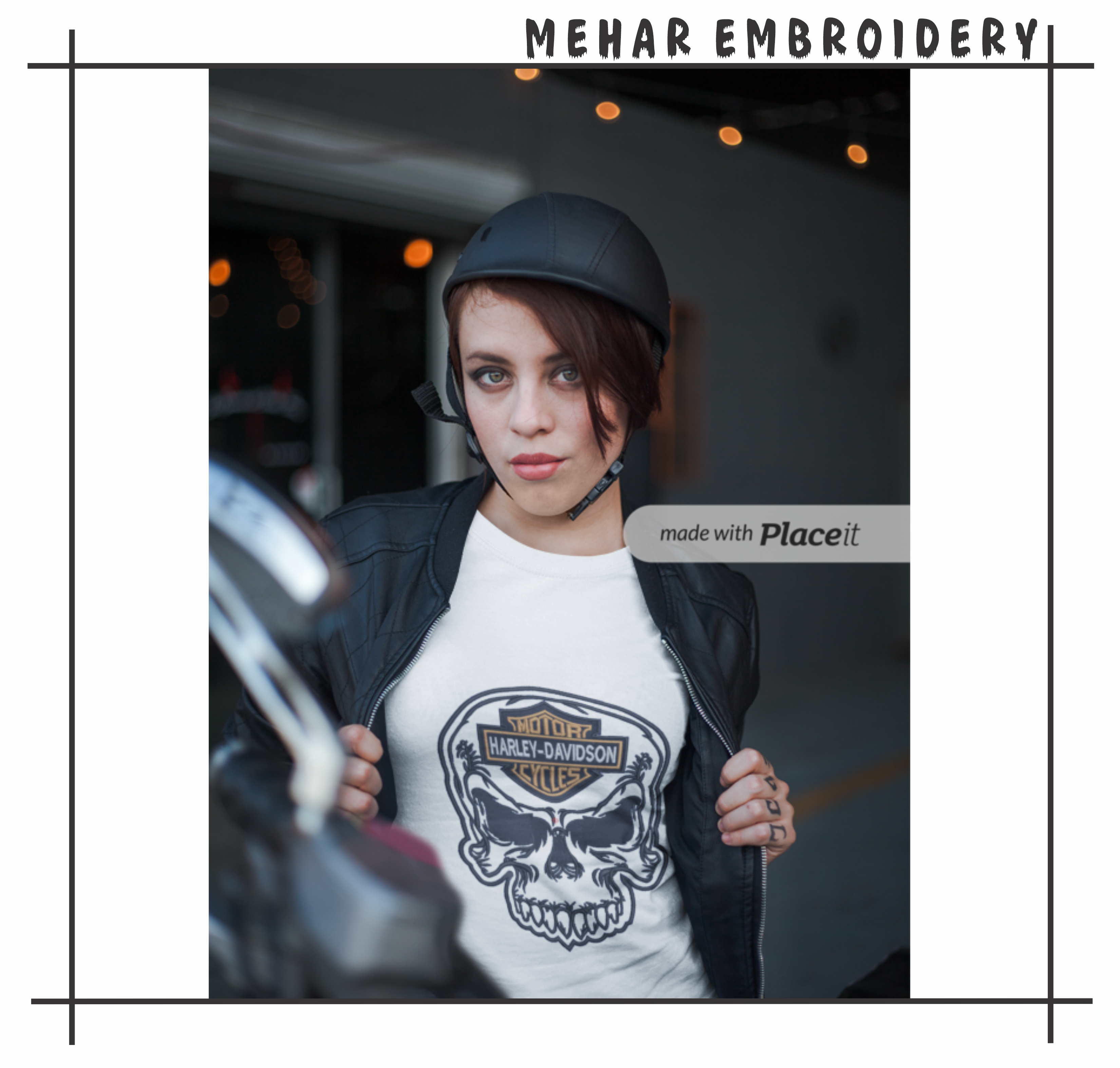 Harley Davidson Skull Machine Embroidery Design - 8 Sizes Included